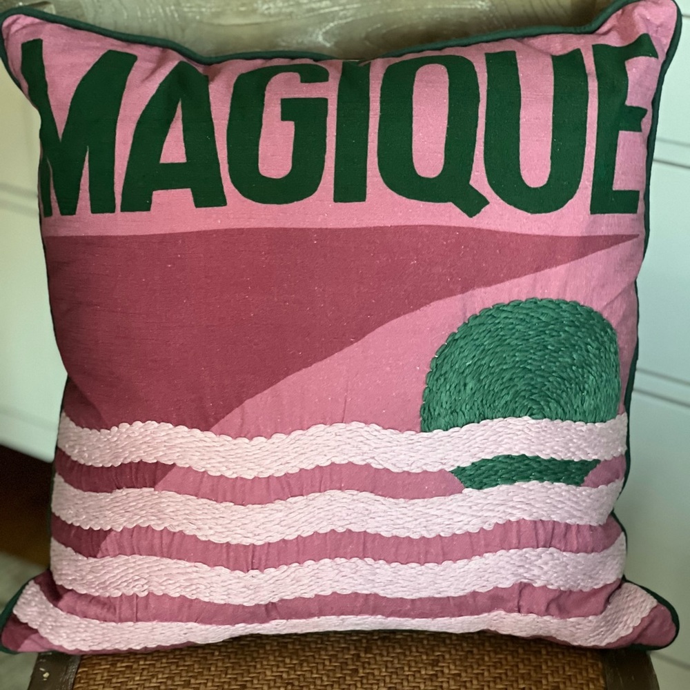 Hotel Magique for Anthropologie pink green pillow